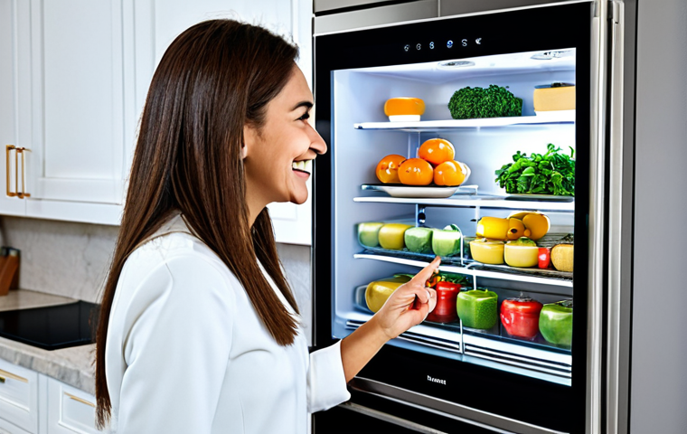 스마트홈에서의 냉장고 관리 시스템 구축 - Modern Kitchen Scene**
"A bright and modern Italian kitchen with a state-of-the-art smart refrigera...