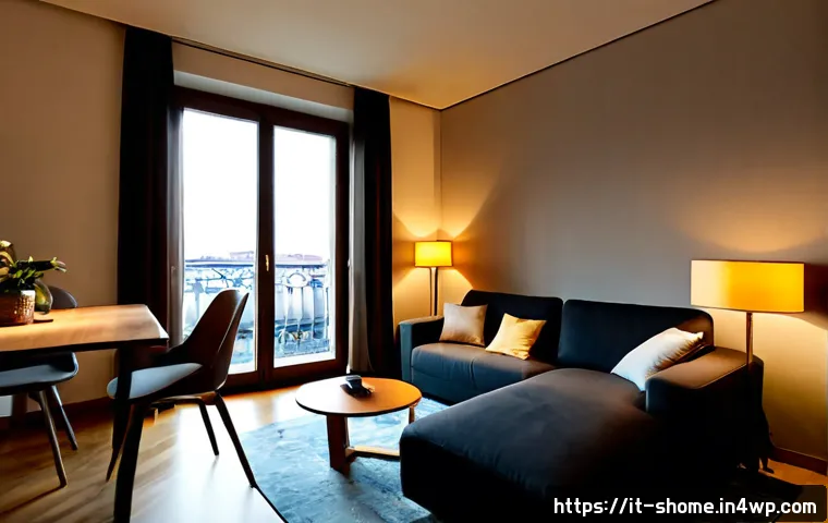 IoT 기기를 통한 글로벌 스마트홈 트렌드 분석 - Photorealistic modern Italian smart home living room in Milan, an Italian family of three comfortabl...